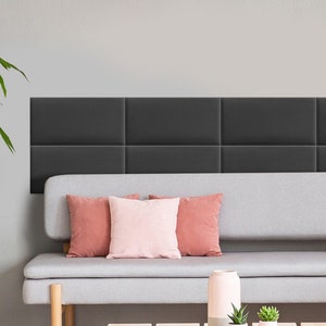 SOFIA Black Upholstered Wall Cushion Fabric Panel Bed Headboard Padded wall panels Velour Decoration Panel Kids Room Bedroom image 6