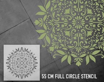 BLOOM - 55 cm Full Circle Large Mandala Wall Stencils for Painting - XXL Yoga Mandala stencil - Furniture Stencils Floor Stencils