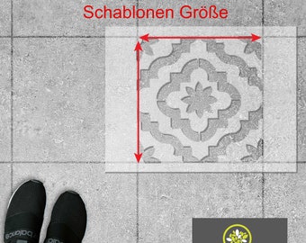 Marrakesh Marokkaanse tegelsjabloon – Stencil voor betonnen terrasvloer (50 x 50 cm, 40 x 40 cm, 30 x 30 cm en meer)