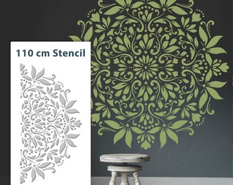 110 cm XXL Mandala Wand Schablone - Wandschablone Mandala für Wand, Boden oder für Möbel und Textilien
