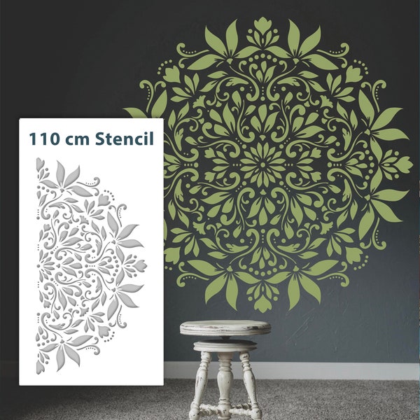 BLOOM - 110 cm 85 cm XXL Large Mandala Wall Stencil for Painting - XXL Yoga Mandala stencil - Floor Stencil