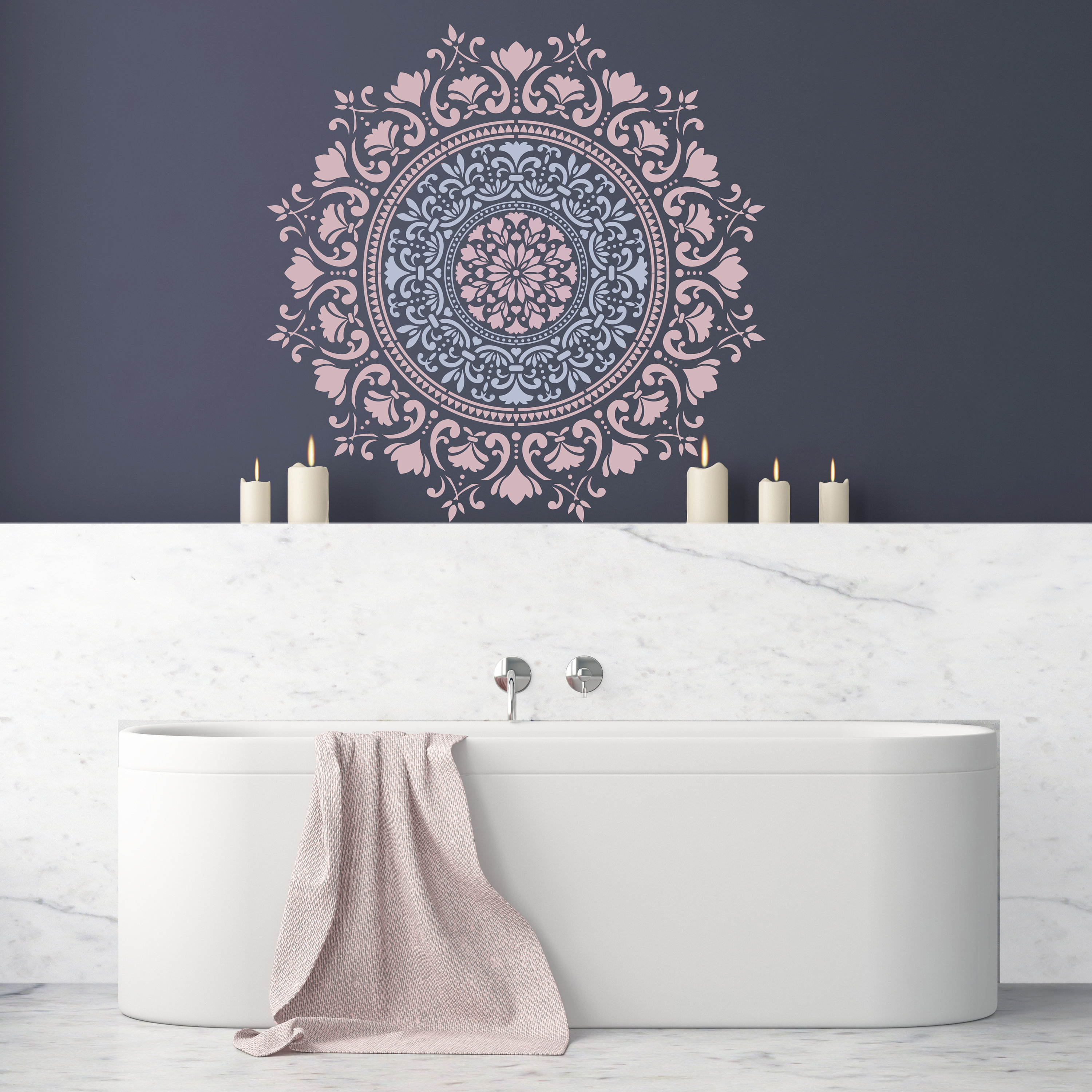  INFUNLY Mandala Wall Stencils for Painting Reusable Tile  Stencil Walls Concrete Floor Stencils 12X12 for Painting Patio Wall  Cement Bathroom Floor Furniture : Tools & Home Improvement
