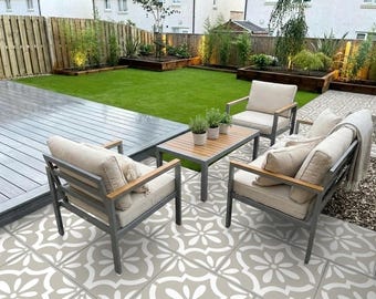Moroccan Tile Stencil: Concrete Patio Garden Slab Stencil