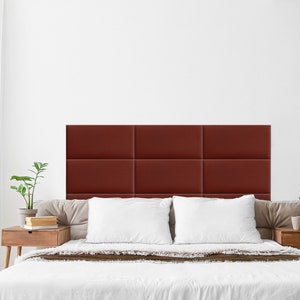 SOFIA Wine-red 18 Upholstered Wall Cushion Fabric Panel Bed Headboard Padded wall panels Velour Decoration Panel Kids Bedroom Living room image 3