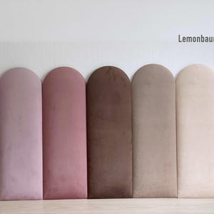EMMA VELVET Coussin mural rembourré en tissu Tête de lit Panneaux muraux rembourrés Chambre d'enfants Chambre à coucher Chambre de bébé Crème Beige Rose clair Vieux rose