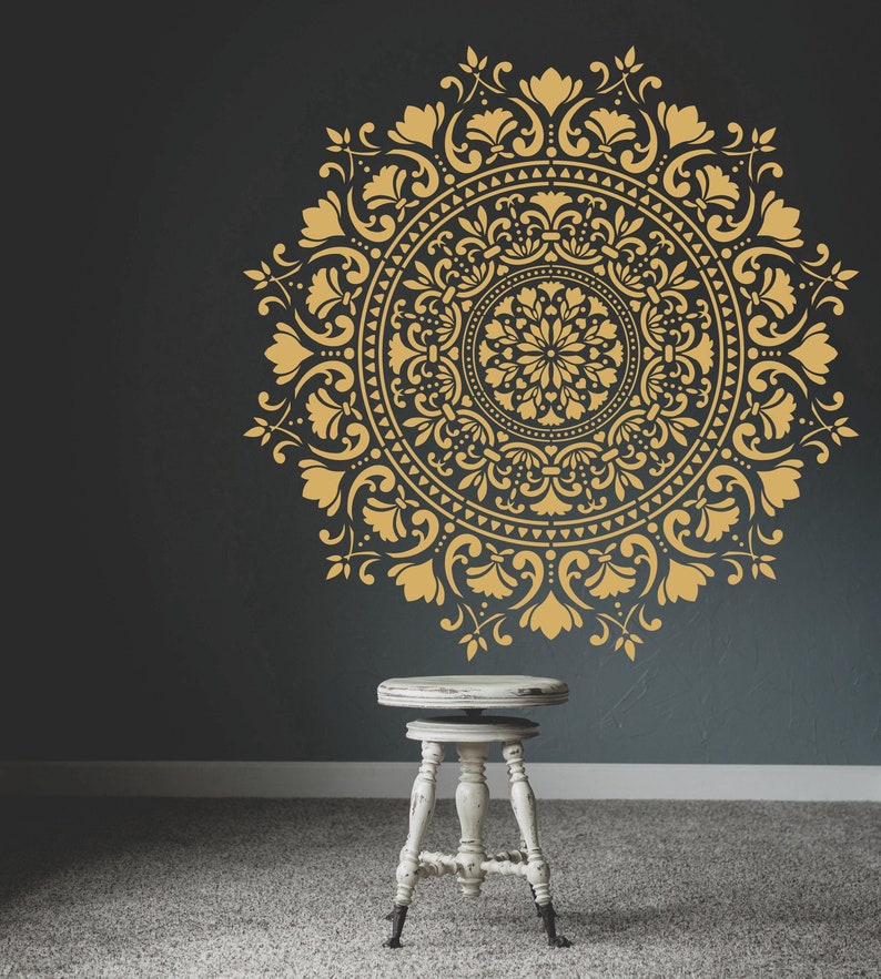 110 cm XXL Mandala Wall Stencils for Painting Floor Stencils Furniture Stencils Large xxl Mandala wall stencil 110 cm diameter 85 cm image 1