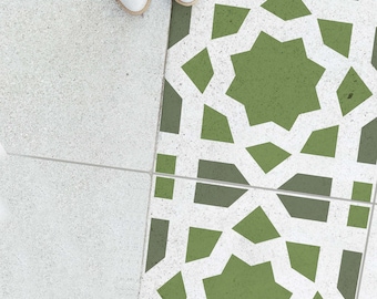 CASA - Pochoir pour dalle de jardin pour terrasse à peindre Pochoir pour carrelage de style marocain 30 x 30 cm 40 x 40 cm - Pochoir pour carrelage de sol - Pochoir pour sol en béton