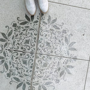 Concrete Tile Mandala Stencil - Floor Stencil for Painting - Floor tile Stencil