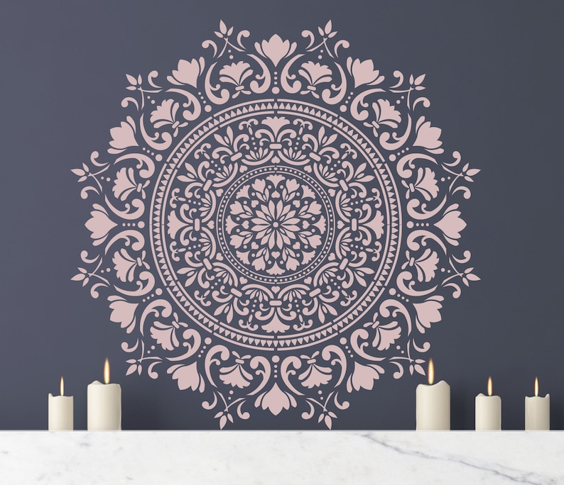 110 cm XXL Mandala Wall Stencils for Painting Floor Stencils Furniture Stencils Large xxl Mandala wall stencil 110 cm diameter 85 cm image 4