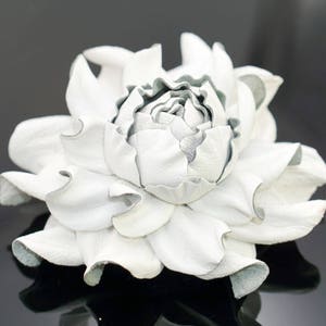 100% Genuine milk white leather flower brooch, white rose 3 brooch pin, good for outerwear, dress flower Unique handmade leather jewelry image 1