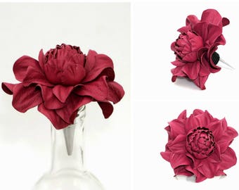 Best Gift Ever for Wine Lover! Flower Wine Bottle Stopper w/Leather Raspberry  Rose, Designed Stopper Wedding Favor, Metal Wine Cork Topper