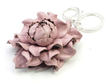 Light Pink Leather Rose Purse Charm: Folding Bag Hanger