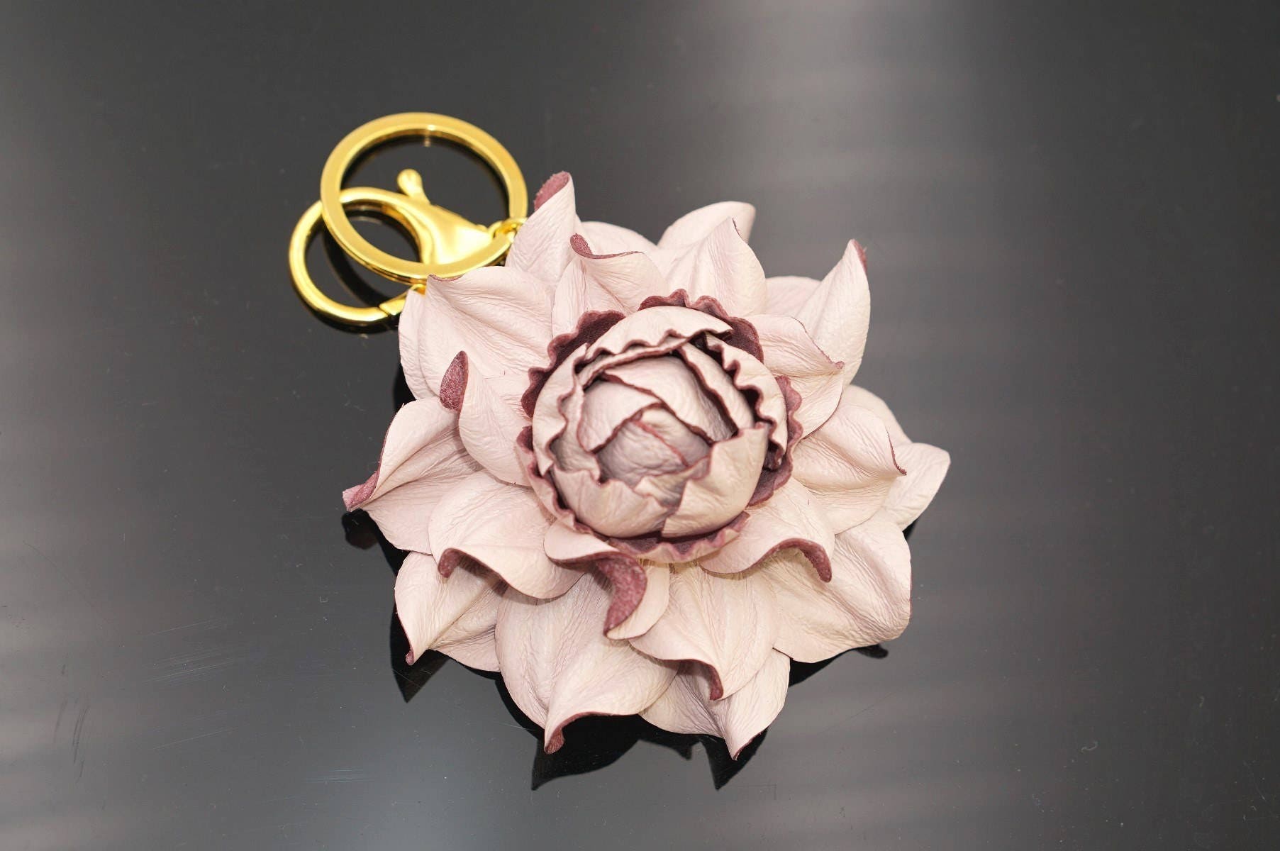 Leather Flower Bag Charm: Powder Pink Rose Purse Clip - Etsy