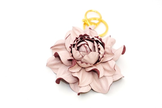 Leather Flower Bag Charm: Powder Pink Rose Purse Clip - Etsy