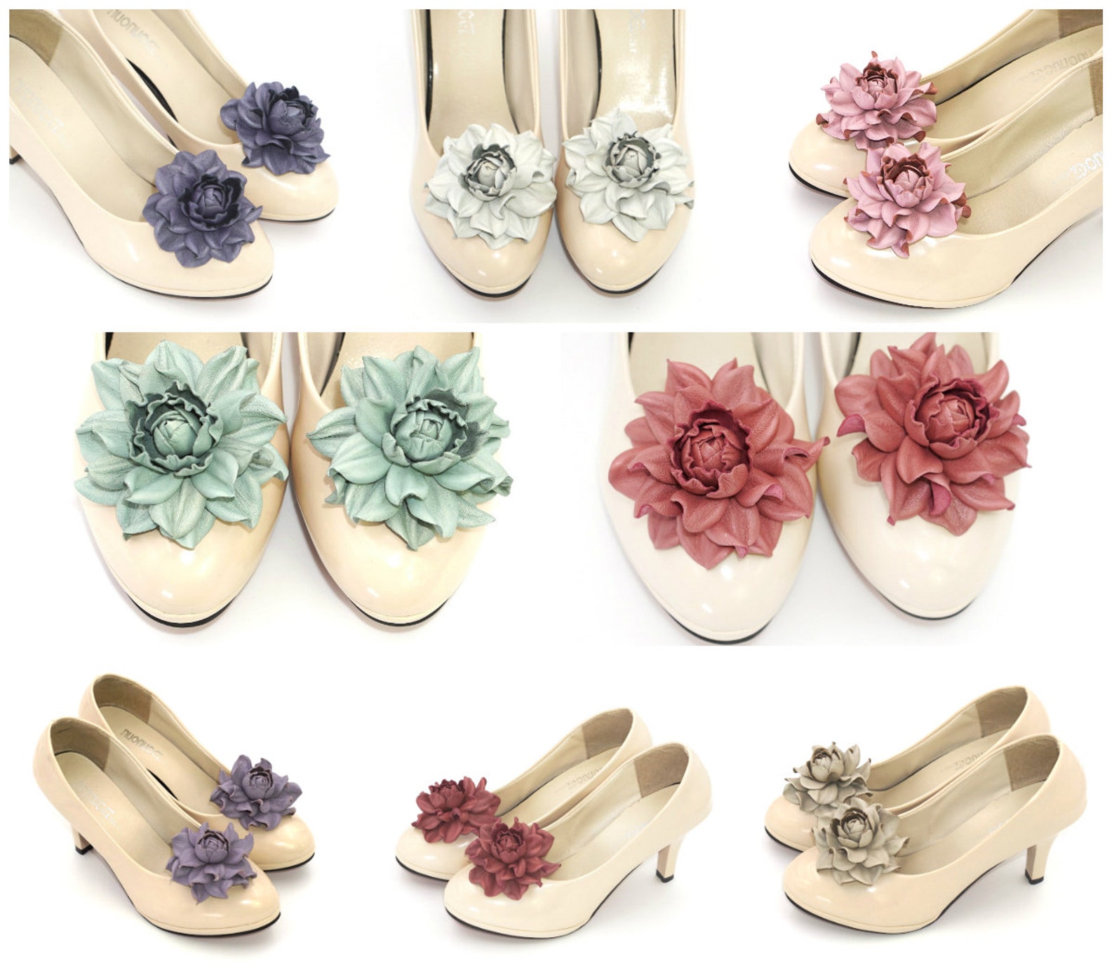 Genuine LEATHER Shoe Clips Flower SHOE CLIPS Rose Shoe Etsy