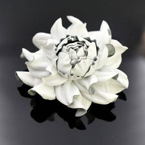 100% Genuine milk white leather flower brooch, white rose 3 brooch pin, good for outerwear, dress flower Unique handmade leather jewelry image 3