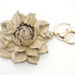 Leather Flower Purse Hanger: Beige Bag Charm, Folding Table Hook