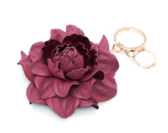 Leather Raspberry Rose Purse Hanger Hook: Folding Bag Charm