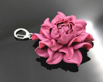 Leder Fuchsia Rose Geldbörse Haken: Handgemachter Taschenanhänger