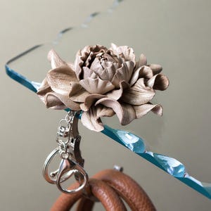 Leather Rose Purse Hanger Hook – 2 in 1: Flower Bag Charm and Folding Table Holder