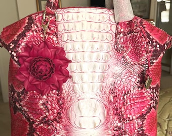 Leather Flower Bag Charm: Handmade Rose Purse Fob