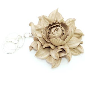 Bag Charm Leather Flower Rose 3, Light Champagne Rose Bag Clip, Real Leather Purse Charm, Flower Bag Clip, Keychain Rose Zipper Charm image 3