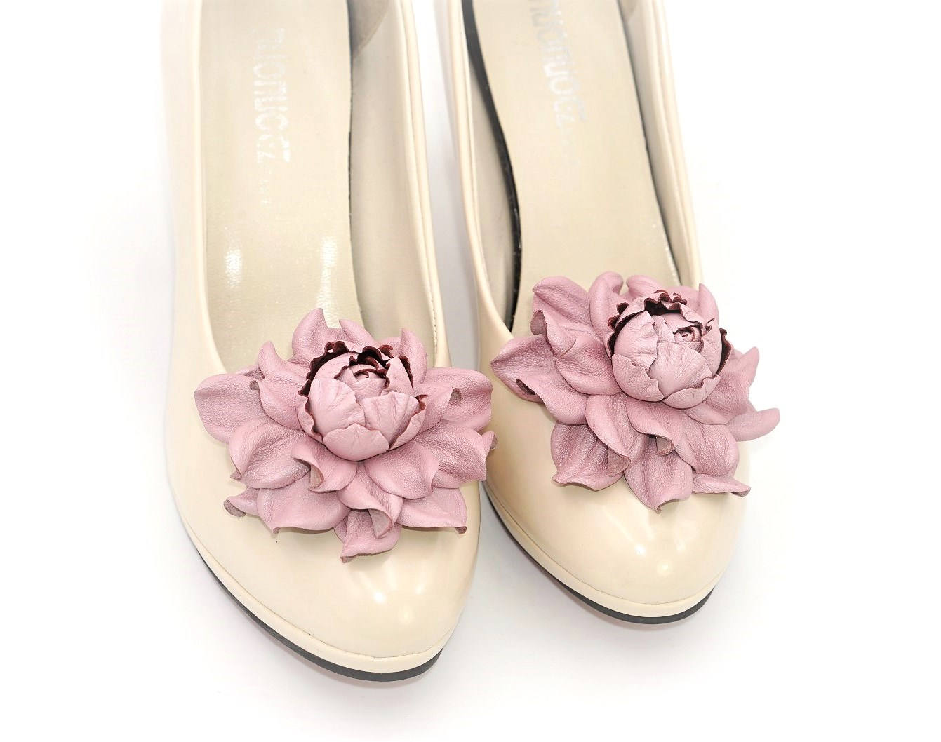 Lot De 2 Pinces Décoratives à Fleurs Pour Chaussures - Beige - Tissu Et Alliage De Zinc - Neuf
