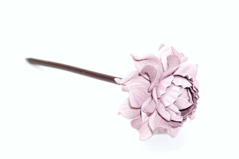 Wooden floral hair stick handmade hair jewelry accessory natural wood hair fork 7 flower hairfork genuine leather pink lilac rose piece