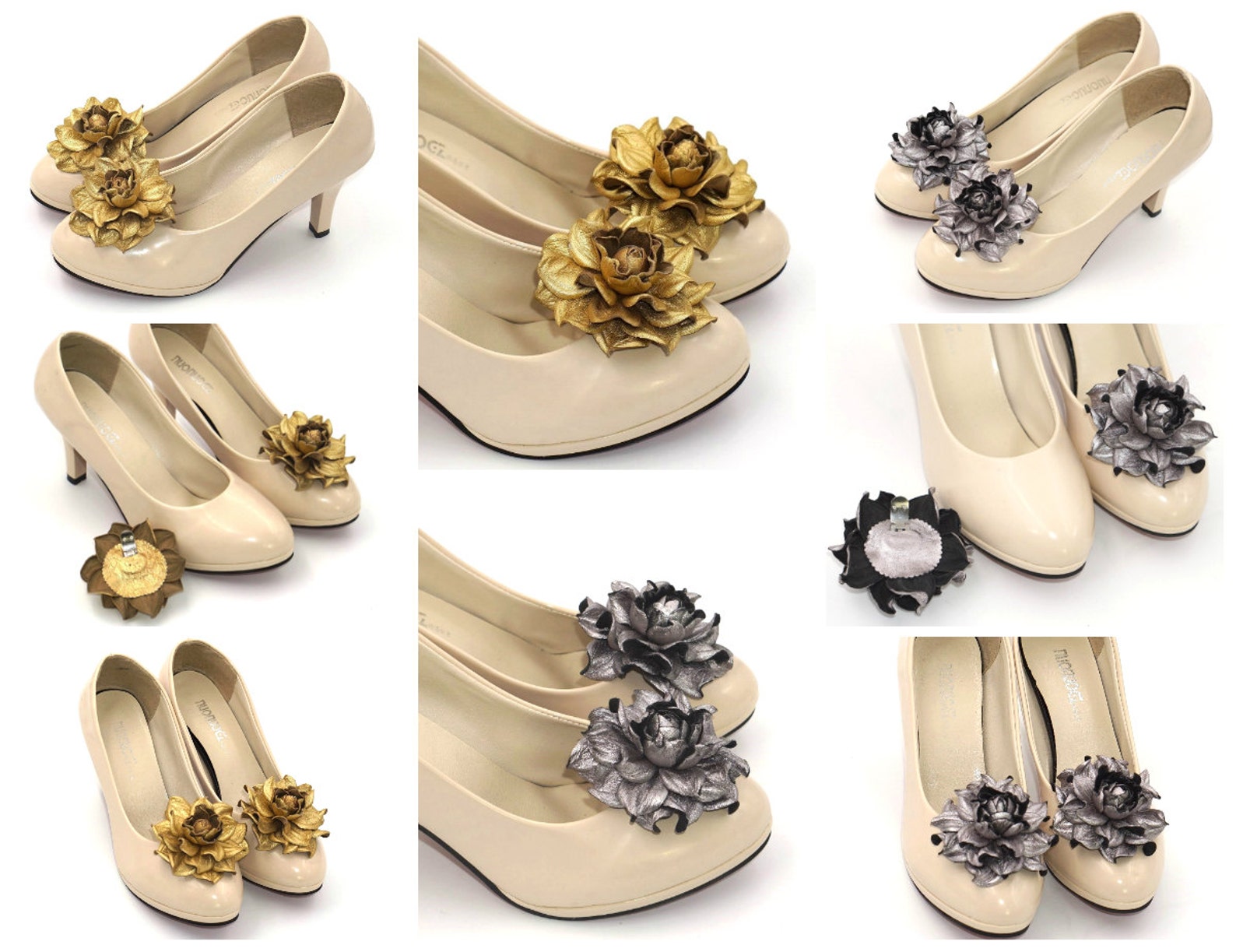 Genuine LEATHER Shoe Clips Flower SHOE CLIPS Rose Shoe Etsy