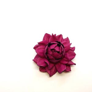 Snap charm GENUINE fuchsia leather rose flower on a snap bracelet or a snap necklace Unique snap jewelry Leather flower snap buttons image 2