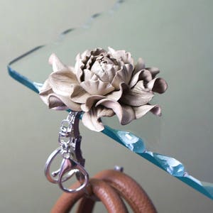 Make Your Own 2in1 Table Purse Hanger Hook / Flower BAG CHARM: Folding table bag hanger holder, purse hook & leather rose flower purse charm image 5