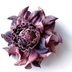 EXCLUSIVE Real Matte Pink Lilac Violet Leather Flower Bag Charm 3.5 OR Rose in Pinks and Purples Brooch, Leather Anniversary Gift For Her image 6