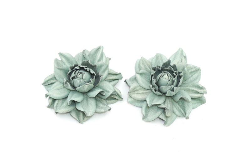 Handmade shoe jewellery floral shoe decoration statement shoe jewelry water blue Ukranie mint rose Genuine LEATHER SHOE CLIPS flowers