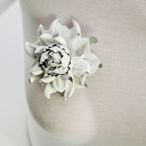 100% Genuine milk white leather flower brooch, white rose 3 brooch pin, good for outerwear, dress flower Unique handmade leather jewelry image 7