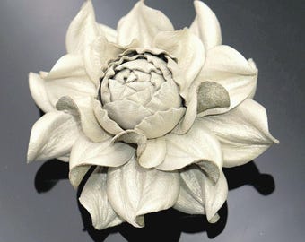 Leather Flowers  - Make Own Custom Gift  Champagne Flower Bag Charm/Rose Brooch/Table Purse Folding Hanger Holder Tabletop Hook Charm