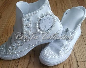 bedazzled wedding converse