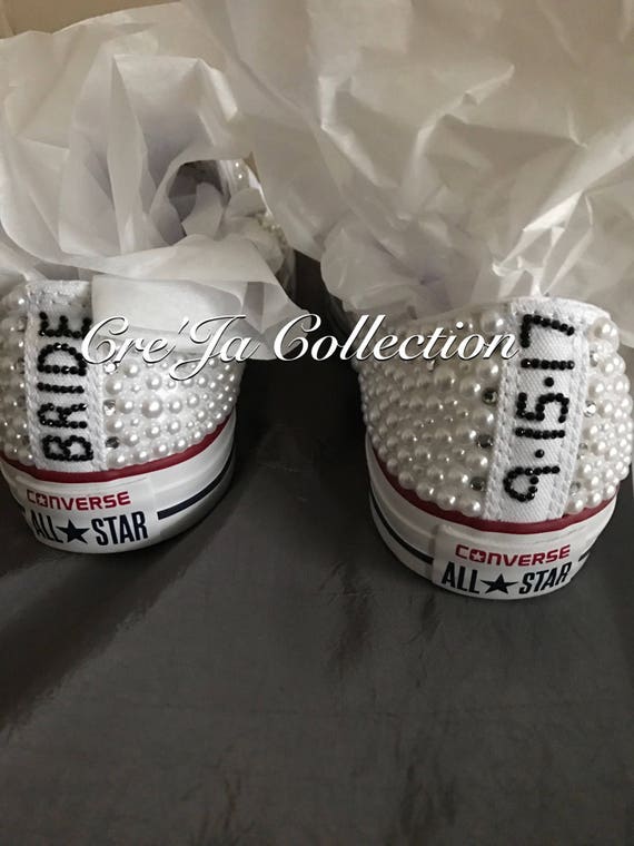 Wedding Converse Bridal Sneakers Bling & Pearls Custom - Etsy