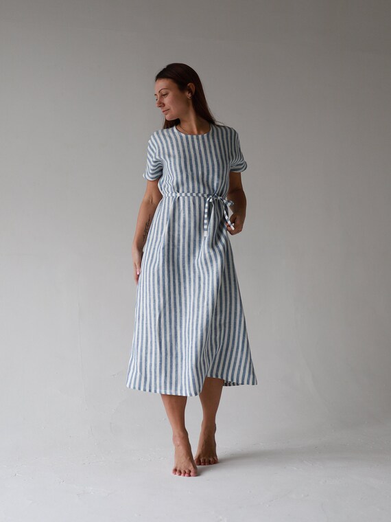 linen dress striped
