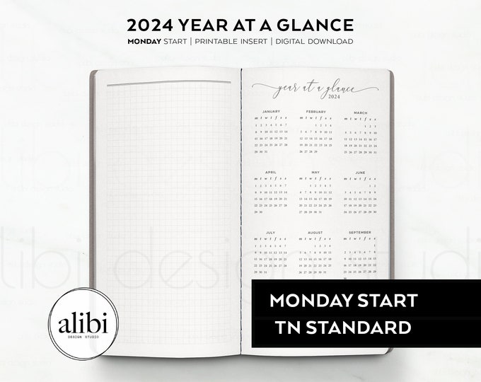 Standard TN 2024 Year at A Glance Dashboard 2024 Calendar Travelers ...