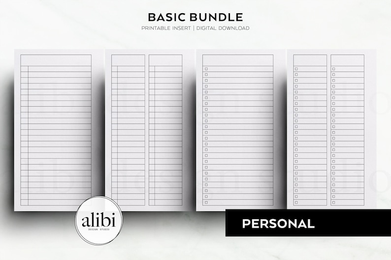 Personal Basic Printable Planner Inserts Bundle - Grid Paper Dot Grid ...