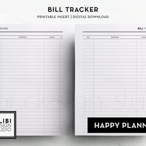 Happy Planner, HP Classic Bill Tracker Monthly Bill Printable Planner ...