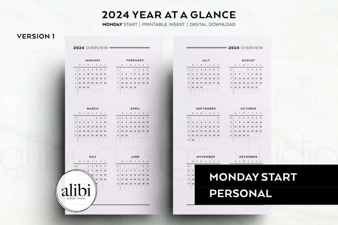 Personal 2024 Year At A Glance Dashboard 2024 Calendar - Etsy México