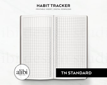 Standard TN Habit Tracker Monthly Planner Traveler's Notebook Printable Inserts Midori Regular Printable Refill