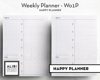 Happy Planner, Minimalist Weekly Planner Week on One Page Weekly Overview HP Classic Printable Planner Inserts Weekly Organizer | Wo1P