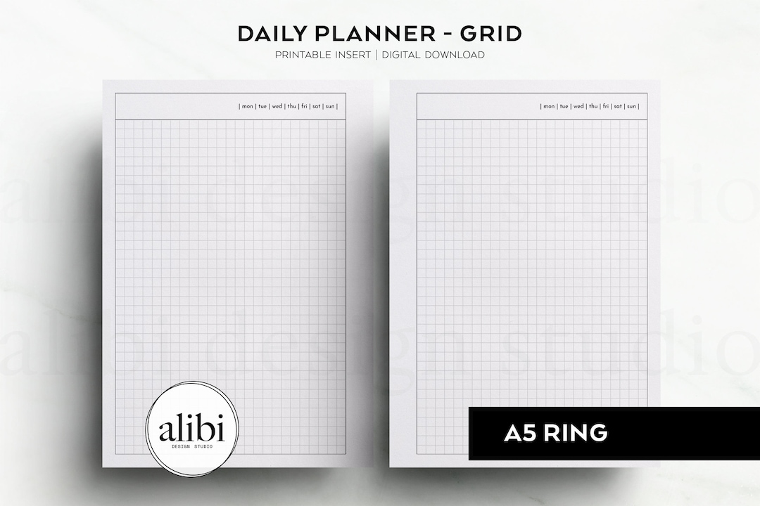 A5 Daily Planner Day on One Page A5 Printable Planner Inserts Grid ...