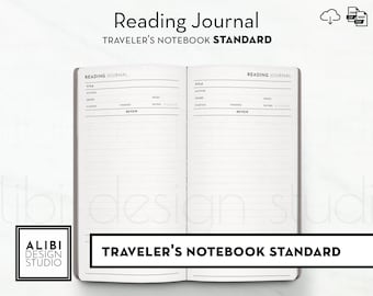 Standard TN Reading Journal Reading List Traveler's Notebook Printable Inserts Midori Refill Book Tracker Reading Planner