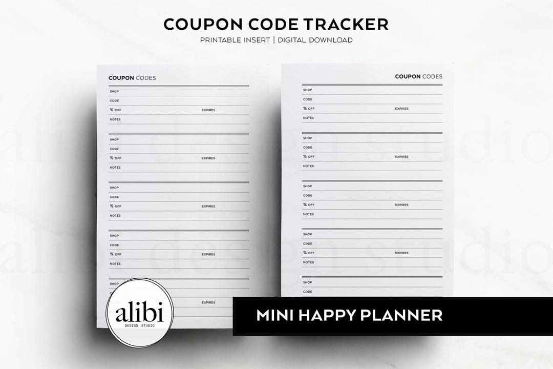 HP MINI Printable Coupon Code Tracker Shopping Budget Planner MINI ...