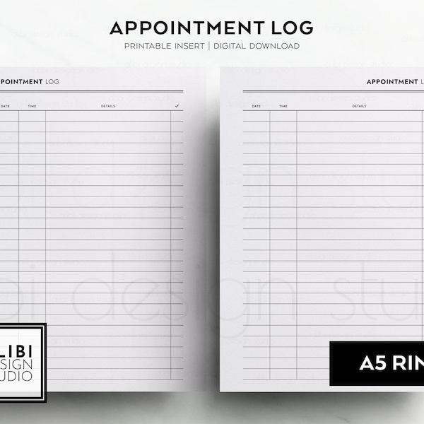 A5, Appointment Log A5 Printable Planner Inserts Appointment Book Planner Appointment Tracker Doctor Visits Meeting Log