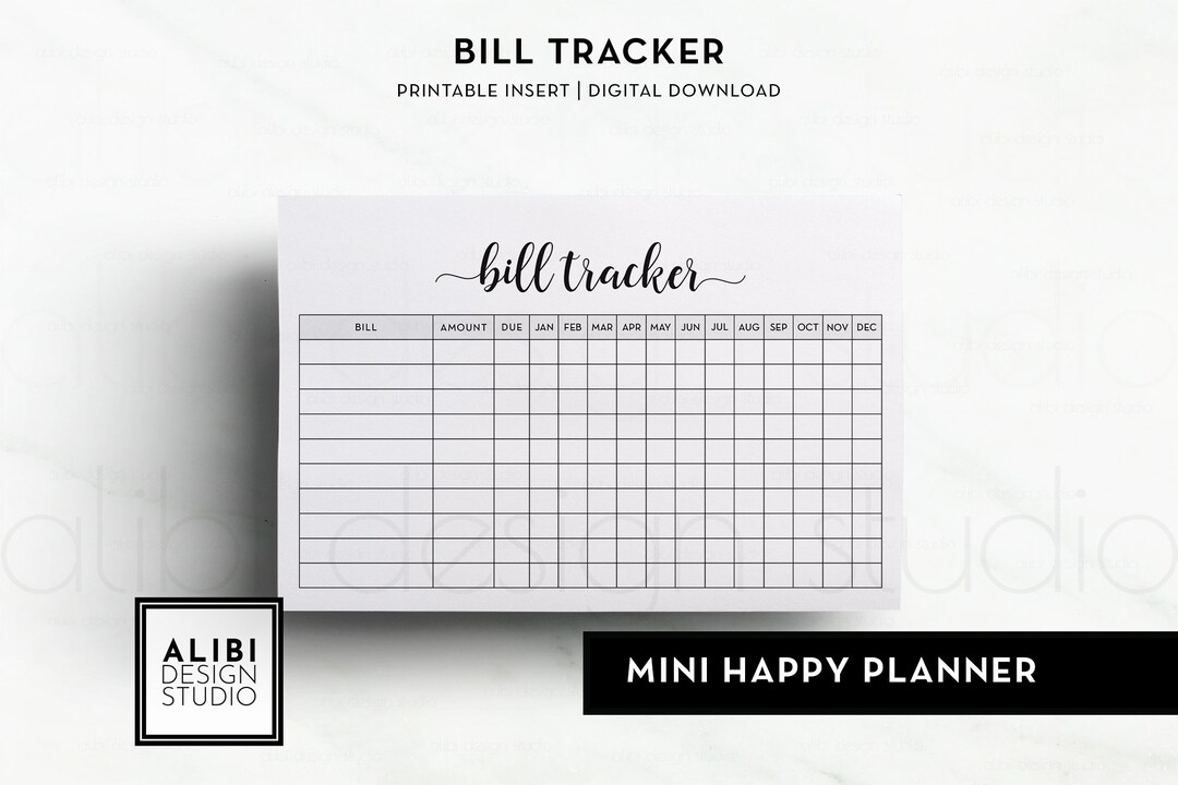 HP MINI Bill Tracker Financial Planner Mini Happy Planner Printable ...