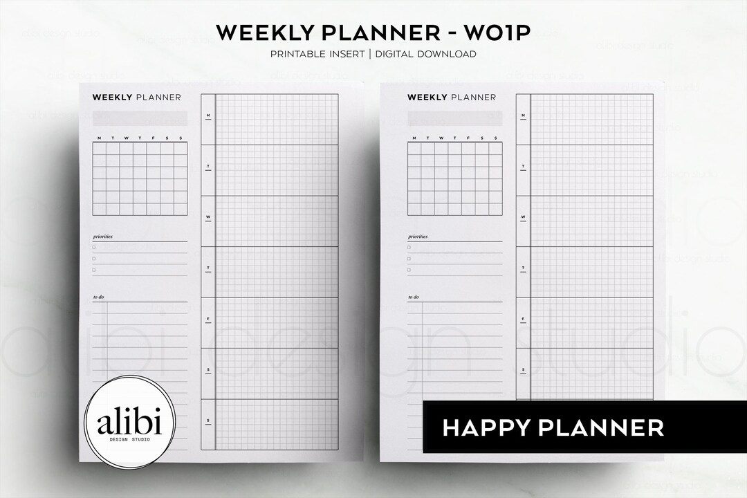 Happy Planner Weekly Planner Week on 1 Page Monthly Calendar Week at a ...